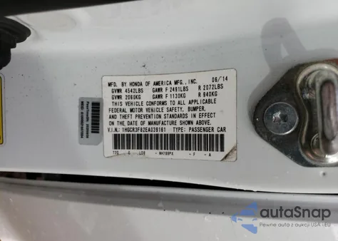 2014 Honda Accord Exl из США, поврежденный, VIN 1HGCR3F82EA039161